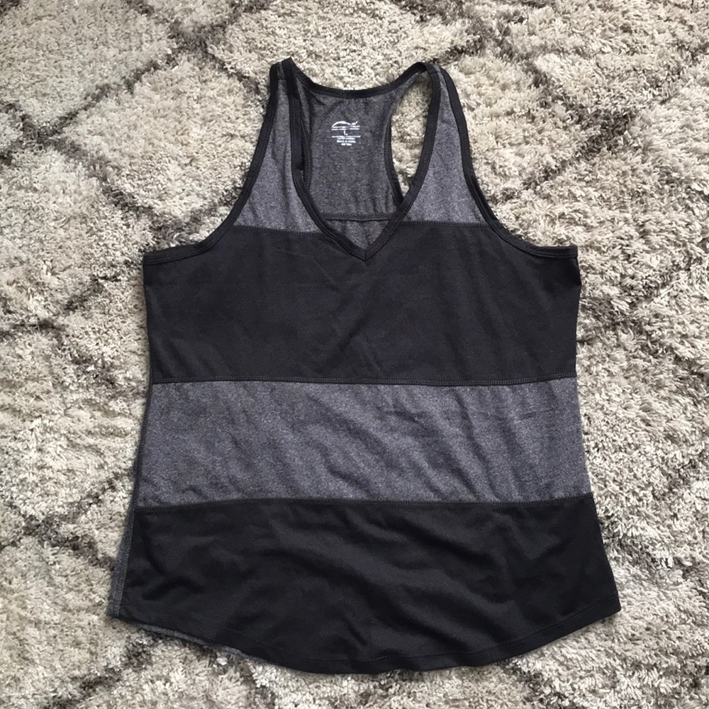 SPORT ESSENTIALS: Gray charcoal striped ra…